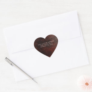 Donkere Chocoladebruine Leren Trouw Hart Sticker