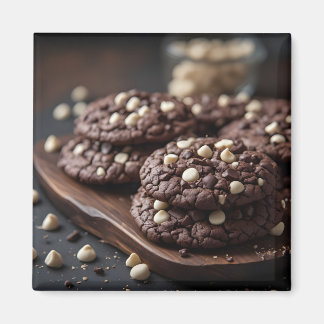 Donkere chocoladekoekjes met witte chocoladestukje magneet