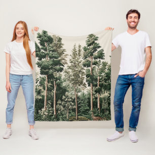 Donkere Cottagecore Bos Groen Bosland Dekbed Fleece Deken