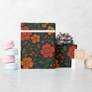Donkere Cottagecore Rustic Wildflower Boho Zomer Cadeaupapier