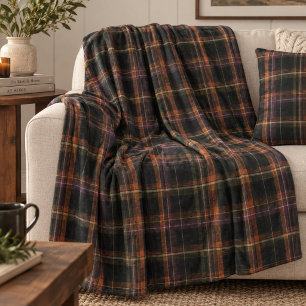 Donkere Cottagecore Zwarte Roest Herfst Plaid Fleece Deken