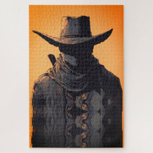 Donkere Cowboy Outlaw Muur Kunst Print Legpuzzel