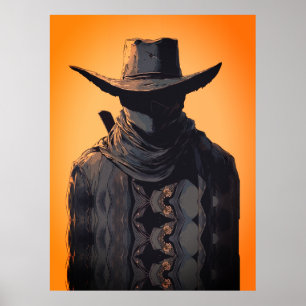 Donkere Cowboy Outlaw Muurkunst Print