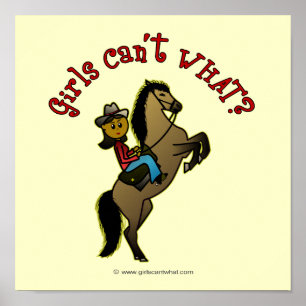 Donkere Cowgirl op paard Poster