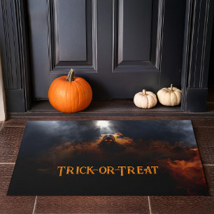 Donkere demon met oranje rook Halloween Deurmat
