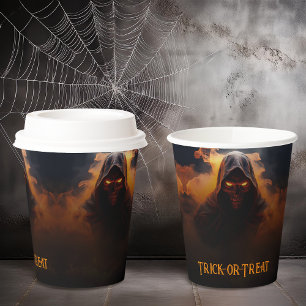 Donkere demon met oranje rook Halloween Papieren Bekers