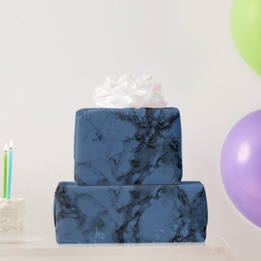 Donkere Denim Blue Marble textuur Cadeaupapier (Feestgeschenken)