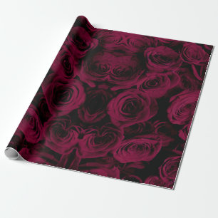Donkere dieprode magenta rozen cadeaupapier
