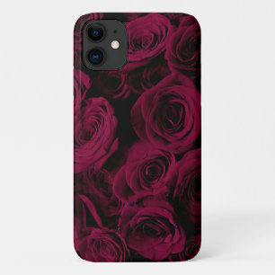 Donkere dieprode magenta rozen iPhone 11 hoesje