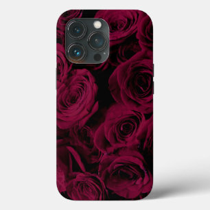 Donkere dieprode magenta rozen iPhone 13 pro hoesje