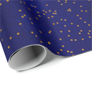 Donkere donkere blauwe gouden Confetti Stippen Cadeaupapier