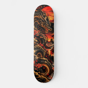 Donkere Draak Skateboard – Gotische Rode Zonsonder