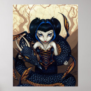 Donkere dragon ART PRINT gothic fantasy dragon art