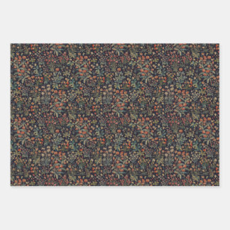 Donkere Dreigende Middernachtbos Bloemige Botanisc Inpakpapier Vel