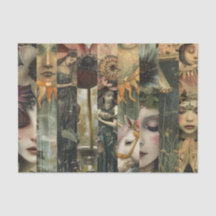 Donkere Dromerige Fantasy Tuin Collage Decoupage