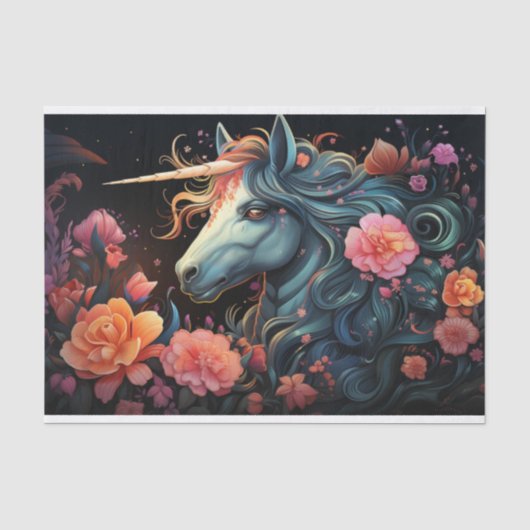 Donkere eenhoorn decoupage tissuepapier (Voorkant)