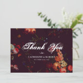Donkere Elegante Bourgondiër Moody Bloemstuk   Bedankkaart (Staand voorkant)