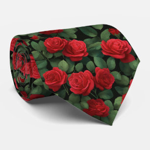 Donkere Elegante Rode Roos Patroon Stropdas