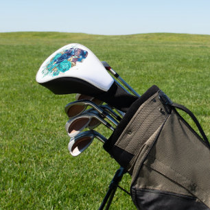 Donkere Elegantie Golfhoes – Blue Bloom Requiem Golfheadcover