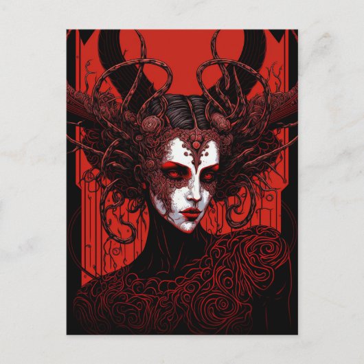 Donkere Elf Demon Red Black Fantasy Art Briefkaart (Voorkant)