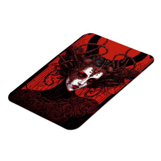 Donkere Elf Demon Red Black Fantasy Art Magneet (Linkerzijde)