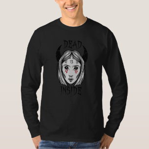 Donkere emo gothic Girl met Baphomet Devil Horns D T-shirt