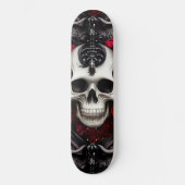 Donkere en gotische schedel en Rozen Murial Skateboard (Voorkant)