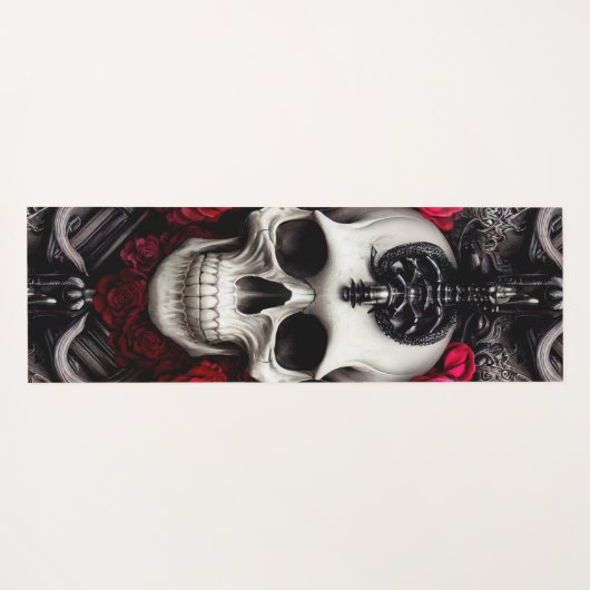 Donkere en gotische schedel en Rozen Murial Yogamat (Achterkant (horizontaal))
