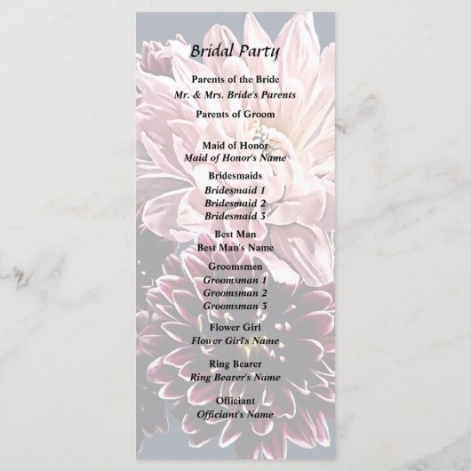 Donkere en lichte moeders en madeliefjes programma (Achterkant)