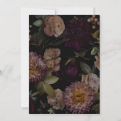 Donkere en Moody Gotische Zwarte Bloemen Bruids Lu Kaart (Achterkant)