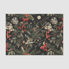 Donkere en Moody Kerstbessen en gebladerte Tissuepapier