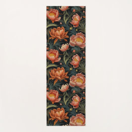 Donkere en Moody Levendige Oranje pioenenenbloemen Yogamat