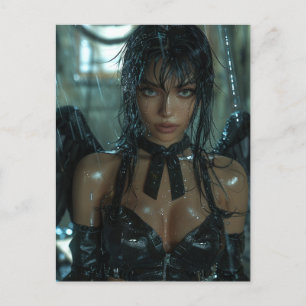 Donkere engel in de regen briefkaart