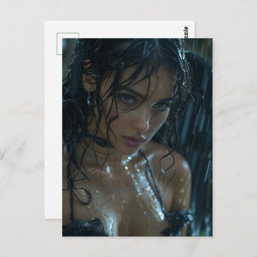Donkere engel in de regen briefkaart (Voorkant / Achterkant)