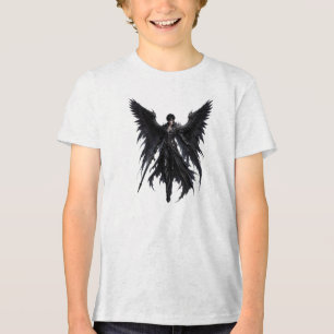 Donkere Engel Krijger met Grote Zwarte Vleugels Tri-Blend Shirt