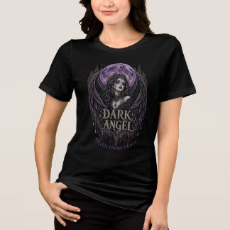 Donkere Engel Maan Vleugels Gotische Rijnsteen Gev Tri-Blend Shirt