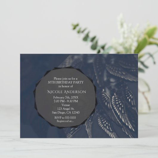 Donkere engelenvleugels gotische glamour feestuitn kaart (Staand voorkant)