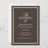 Donkere Espresso Bruin | Luxe RSVP QR Code Trouwka Kaart (Voorkant)