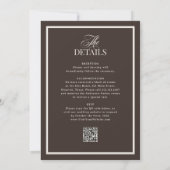 Donkere Espresso Bruin | Luxe RSVP QR Code Trouwka Kaart (Achterkant)