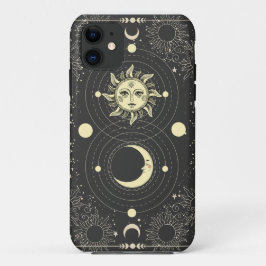 Donkere esthetische Tarot Sun Moon Clouds iPhone 11 Hoesje