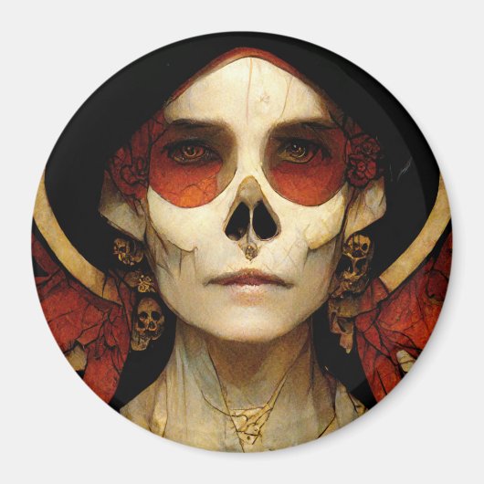 Donkere Fantasy Gothic Skull Woman 2 Magneet (Voorkant)