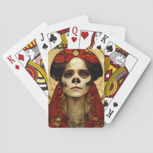 Donkere Fantasy Gothic Skull Woman 3 Pokerkaarten