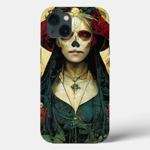 Donkere Fantasy Gothic Skull Woman iPhone 13 Hoesje