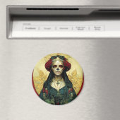 Donkere Fantasy Gothic Skull Woman Magneet (Insitu (Vaatwasser))