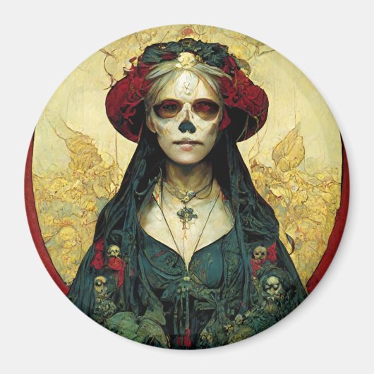 Donkere Fantasy Gothic Skull Woman Magneet (Voorkant)