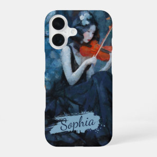 Donkere Fantasy Gotische Violiste in Moonlit Garde iPhone 16 Hoesje