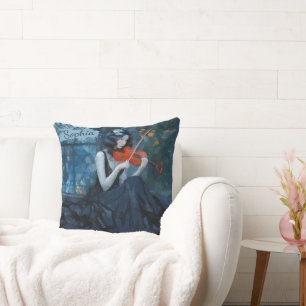 Donkere Fantasy Gotische Violiste in Moonlit Garde Kussen