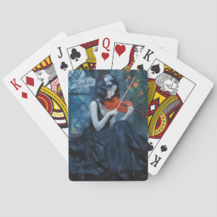 Donkere Fantasy Gotische Violiste in Moonlit Garde Pokerkaarten