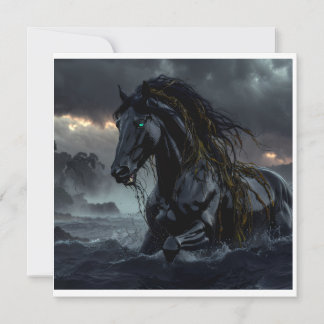 Donkere Fantasy Paard Sticker – Storm Stalionaat G Kaart