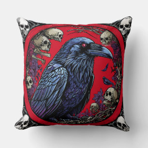Donkere Fantasy Raven & Schedels Decoratief Kussen